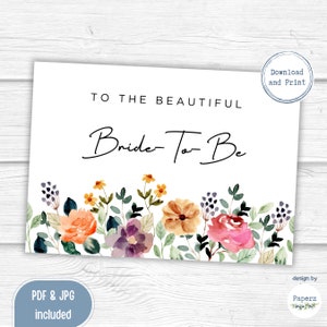 Tarjeta imprimible de despedida de soltera / A la novia futura, futura señora / Compromiso, Boda, Fiesta nupcial / Descarga instantánea / PDF JPG