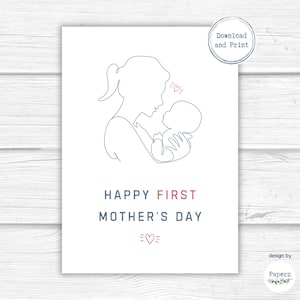 Tarjeta del primer día de la madre para una nueva mamá / Tarjeta dulce y sencilla para una nueva mamá, mamá, madre / Tarjeta imprimible / Descarga instantánea / PDF