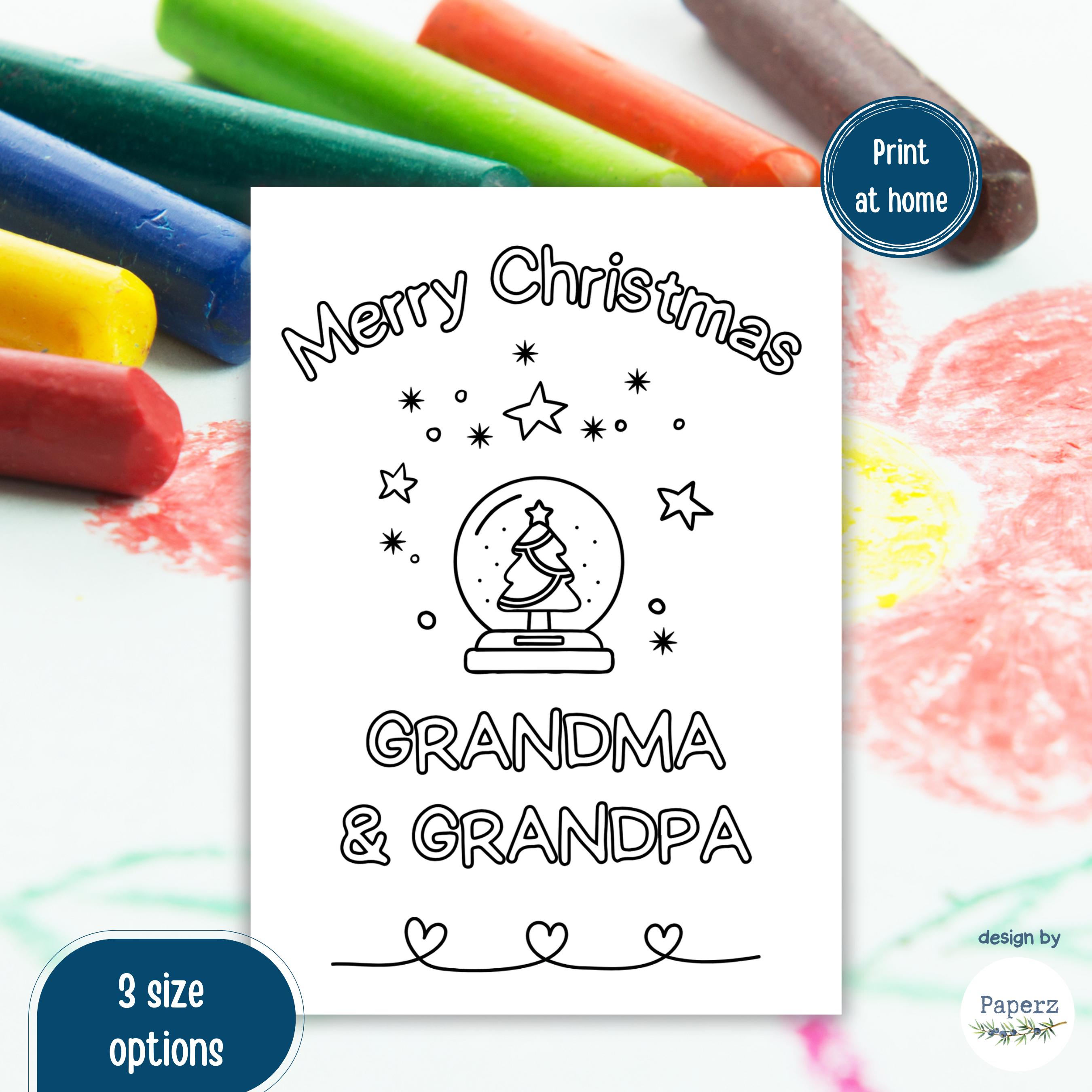 christmas coloring card | merry christmas grandma, grandpa