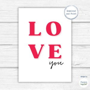 Carte d'anniversaire imprimable, Carte de Saint-Valentin | Carte d'amour douce et simple pour petit ami, petite amie, mari, femme | Téléchargement instantané | PDF