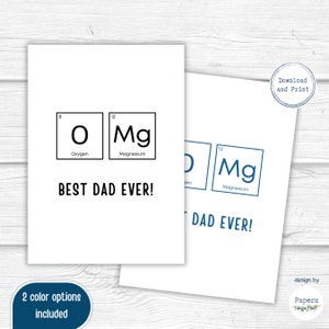 Carte drôle de fête des pères, carte scientifique du tableau périodique, meilleur papa imprimable, carte d'anniversaire drôle pour papa, cadeau ringard pour papa | Téléchargement instantané