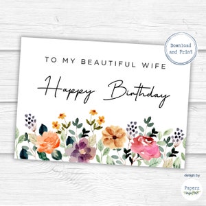 Geburtstagskarte für Frau | Alles Gute zum Geburtstag | Druckbare Karte | Karte zum Geburtstag vom Ehemann, vom Ehepartner | Sofortdownload | PDF-Datei