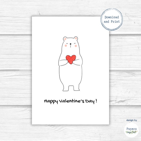 Printable Valentine Card | Sweet & Simple Valentine Day's Card for Girlfriend, Boyfriend, Wife, Husband, Fiancé | Instant Download | PDF