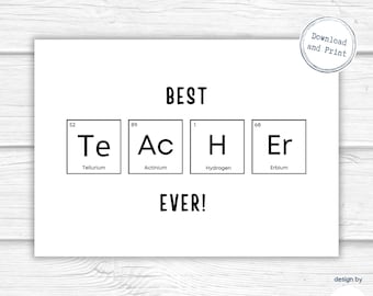 Science Teacher Appreciation Card | Printable Teacher Thank You | Chemistry Teacher | Best Teacher Ever | Instant Download | PDF