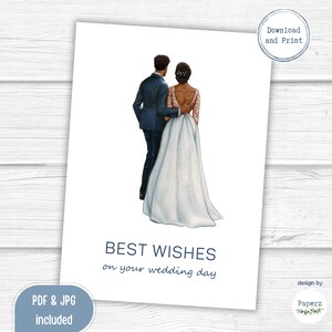 Druckbare Hochzeitskarte | Brautpaar, Hochzeit | Hochzeitswünsche | Herzlichen Glückwunsch | Sofortdownload | Digitale Grußkarte | PDF JPG
