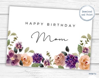 Floral Birthday Card for Mom (PDF Printable)