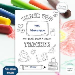 Lehrer Wertschätzung druckbare Karte, letzte Tag der Schule Lehrer Dankeschön FÄRBUNG Karte, Jahresende DIY Karte für Lehrer, sofortiger Download