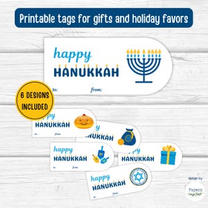 Hanukkah Gift Tags, Printable Hanukkah Favor Tag Set, Chanukah Favor Tags, Labels, Hanukkah Gifts, Jewish Holidays | Instant Download, PDF