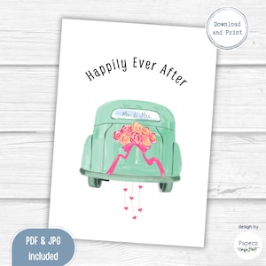 Printable Wedding Card | Newlyweds, Just Married | Wedding Wishes | Congratulations | Instant Download | Digital Greeting Card | PDF JPG
