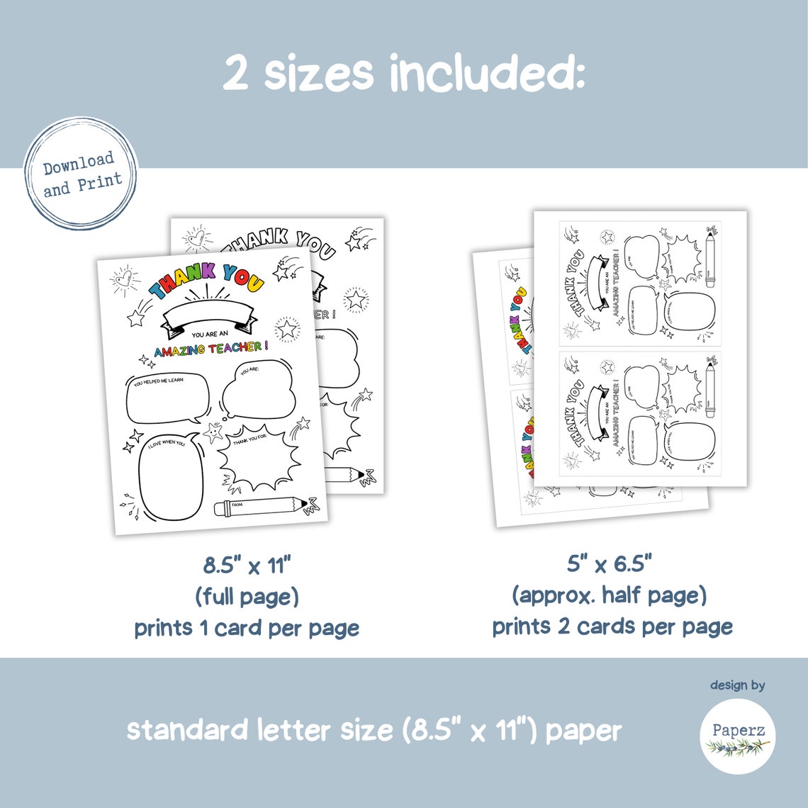 Teacher Thank You Printable Card | Teacher Appreciation COLORING Card ...