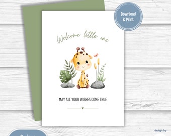 New Baby Printable Card | Baby Shower Card | Welcome New Baby | Baby Boy, Baby Girl | Instant Download | PDF