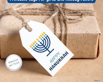 Hanukkah Gift Tags, Printable Hanukkah Favor Tag, Chanukah Favor Tags, Labels, Hanukkah Gifts, Jewish Holidays | Instant Download, PDF