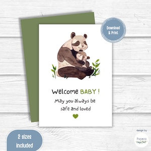 Afdrukbare kaart babyshower | Nieuwe babykaart | Welkomstkaart voor baby's | Gefeliciteerd kaart | Babyjongen, babymeisje | Direct downloaden | Pdf