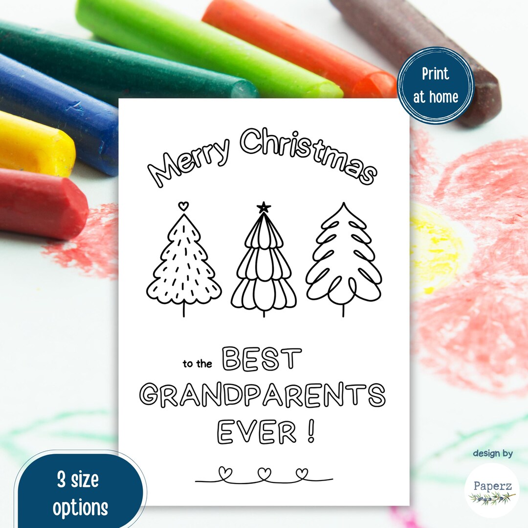 Christmas Coloring Card | Merry Christmas Grandma, Grandpa | Christmas Coloring Page, Holiday ...