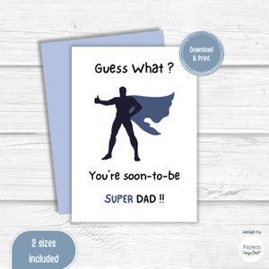 New Dad Card | Pregnancy Announcement Printable Card | Super Dad, Father to Be, New Born | Instant Download | PDF