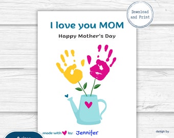 Handprint Art: Mother's Day DIY Gift for Mom (Instant Download)