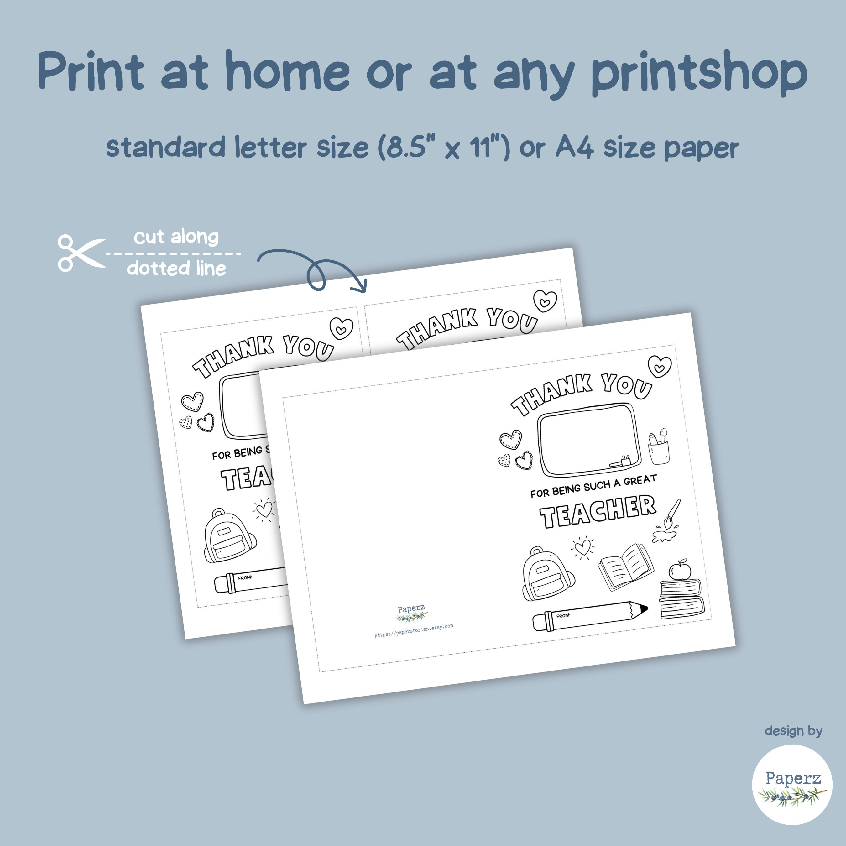 Teacher Appreciation COLORING Card | Teacher Thank You Card | Teacher