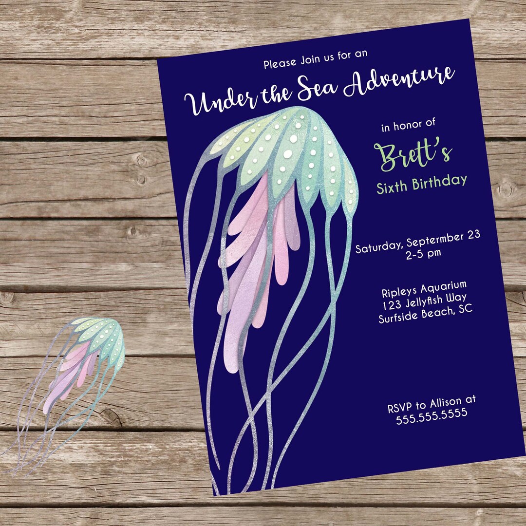 Jellyfish Birthday Invitation - Etsy