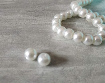 X20 Perles nacre 6mm, imitation, ivoire