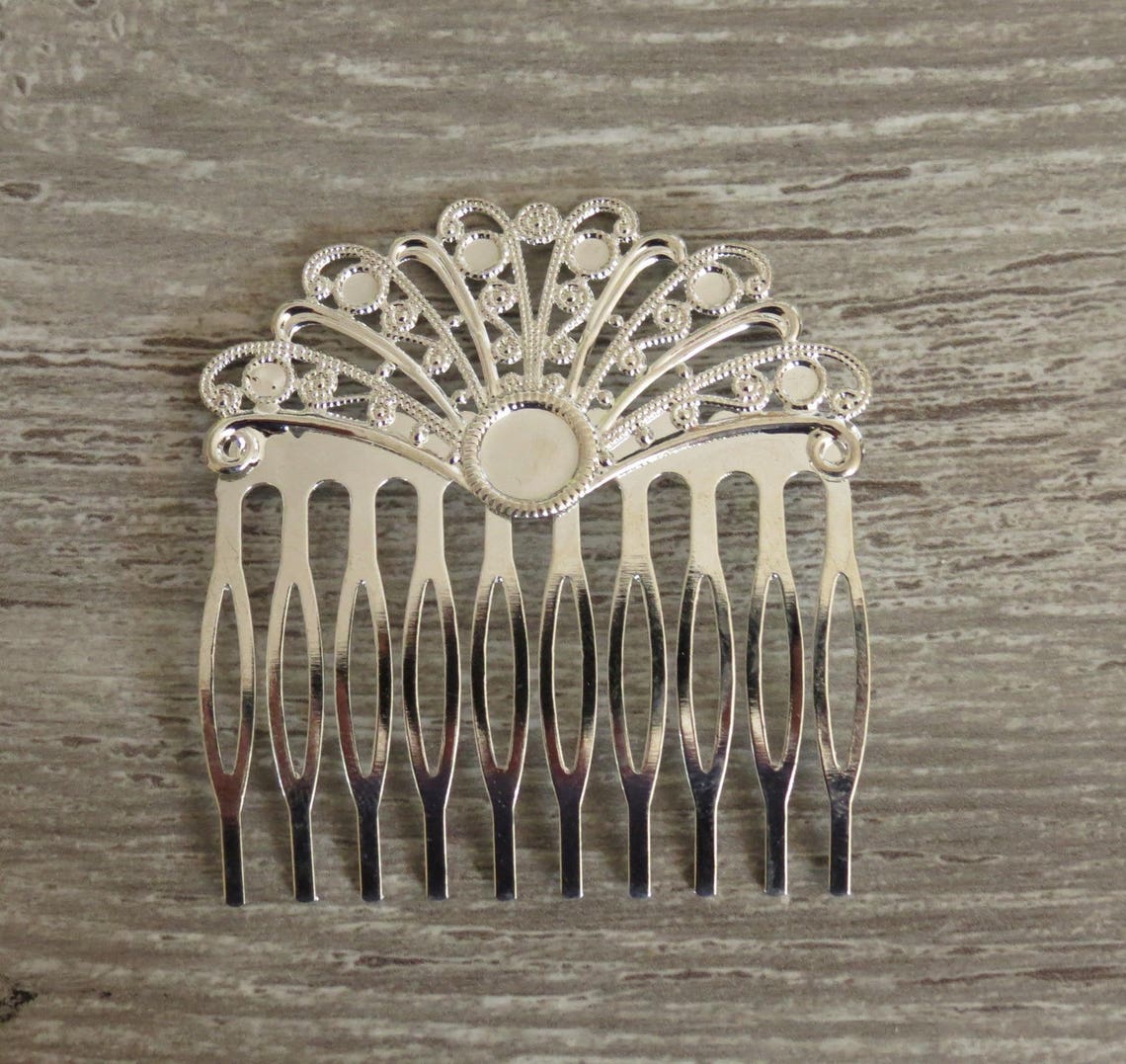 Silver hair comb silver metal 55X60mm fan barette hair Etsy