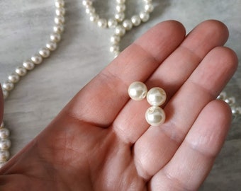 X10 Perles nacre 8mm, champagne, imitation, ivoire foncé