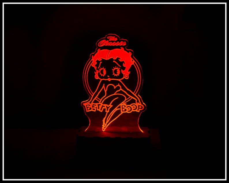Led Boîte Boop Pour Son Home Veilleuse Stand Custom Bois Cadeau Betty Signe Lampe Decor 8n0vmNw