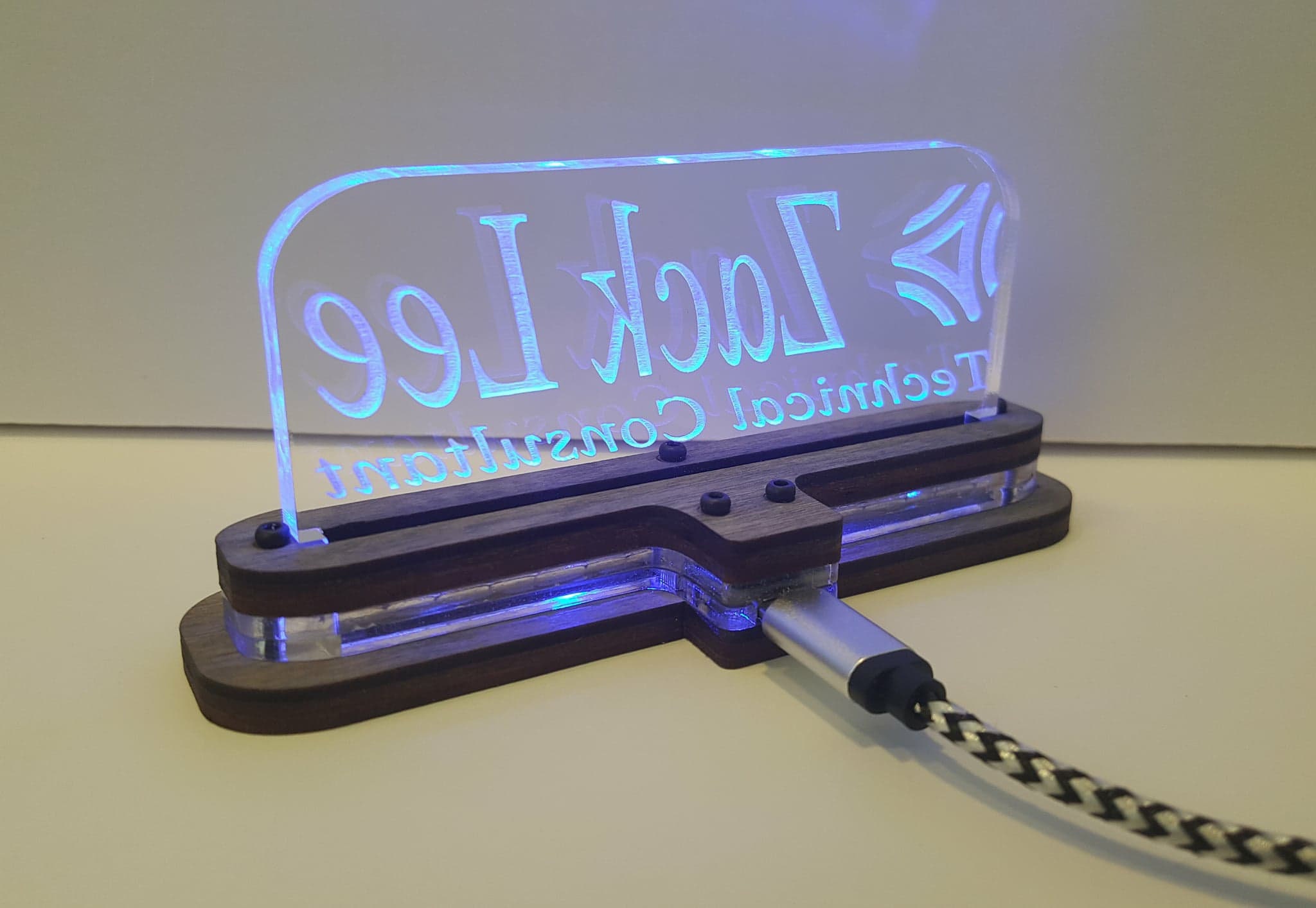 Personalized Light Up LED Desk Name Plate Wood and Acrylic Etsy