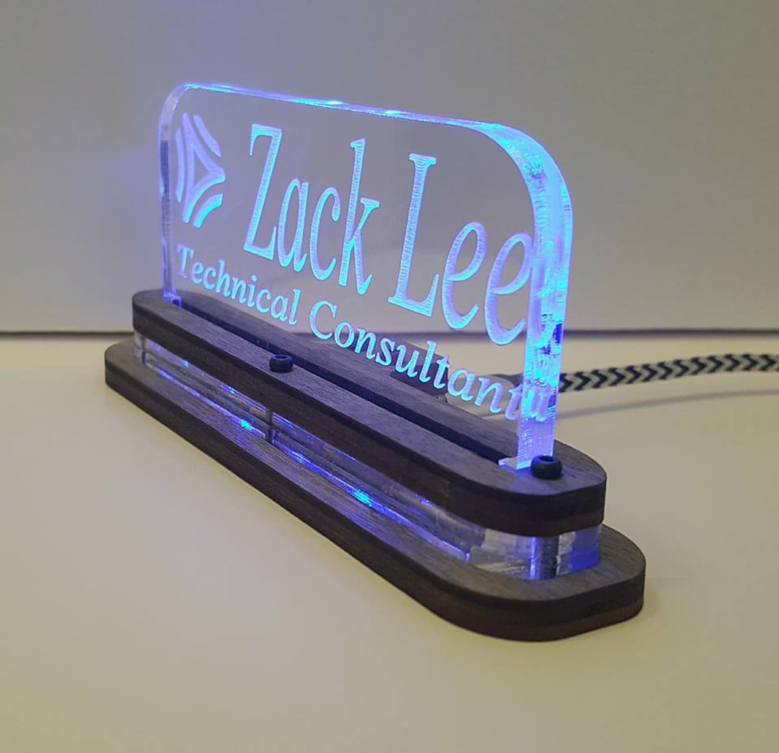 Personalized Light Up LED Desk Name Plate Wood and Acrylic Etsy