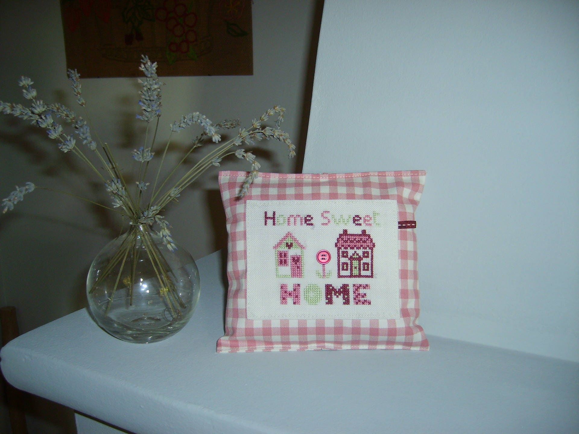 Décoration Pour Maison avec Broderie Au Point de Croix sur Lin Blanc