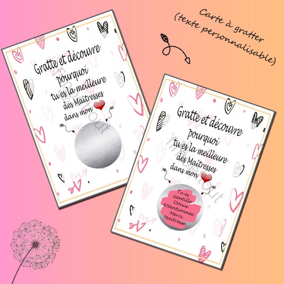Carte A Gratter Compliment Pour La Maitresse Texte Etsy