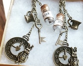 Alice in Wonderland Earring Jewelry Quirky Steampunk White Rabbit Gift Idea For Her OOAK Cheshire Cat Jewelry We 39 re All Mad Here