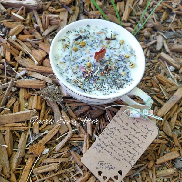 Soy Wax Executioner Intention Tea Cup Candle with Wood Wick | Handmade Smudge Candle for Unwanted Spirits | Trending Now