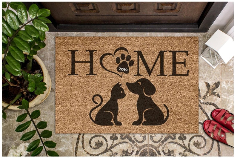 Dog and Cat Home Coir Doormat with or without year Etsy