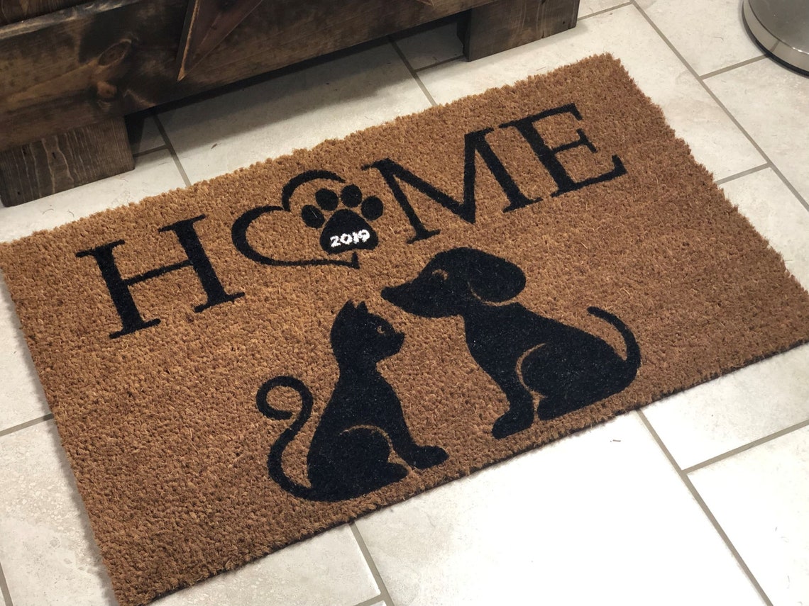 Dog and Cat Home Coir Doormat with or without year Etsy