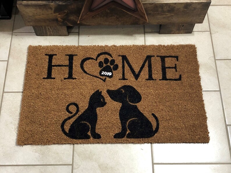Dog and Cat Home Coir Doormat with or without year Etsy