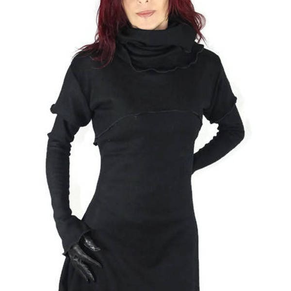 Robe pull composée de trois pièces, en laine mélangée, maille tricot , noire