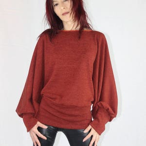 Sweater, bat, rust color, knit woolen, trendy