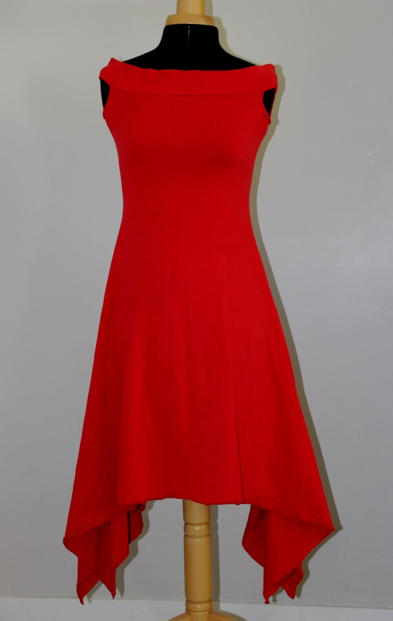 ASYMMETRIC JERSEY MIDI DRESS - RED | COS