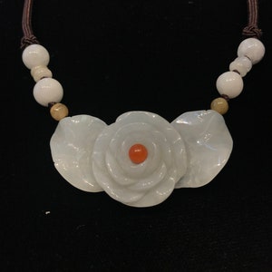 Jadeite Flower Pendant, Brown String Jade Necklace, Everyday Necklaces, Jade Necklaces, String Necklaces, Adjustable Necklace