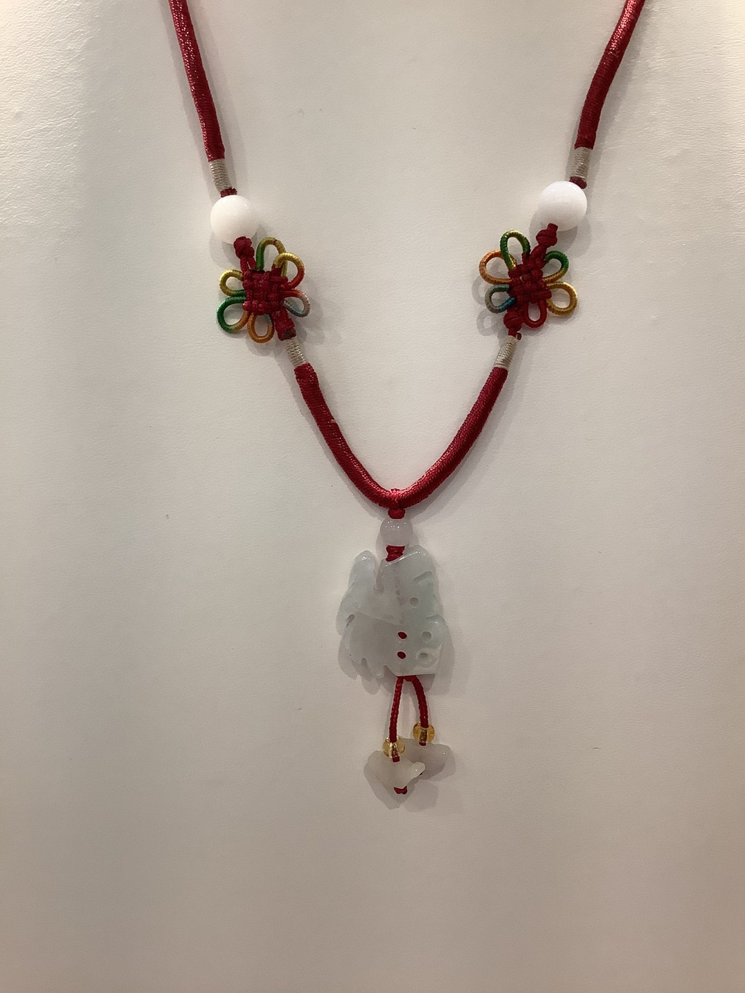 Jadeite Necklace, Burgundy String Jade Necklace, Everyday Necklaces