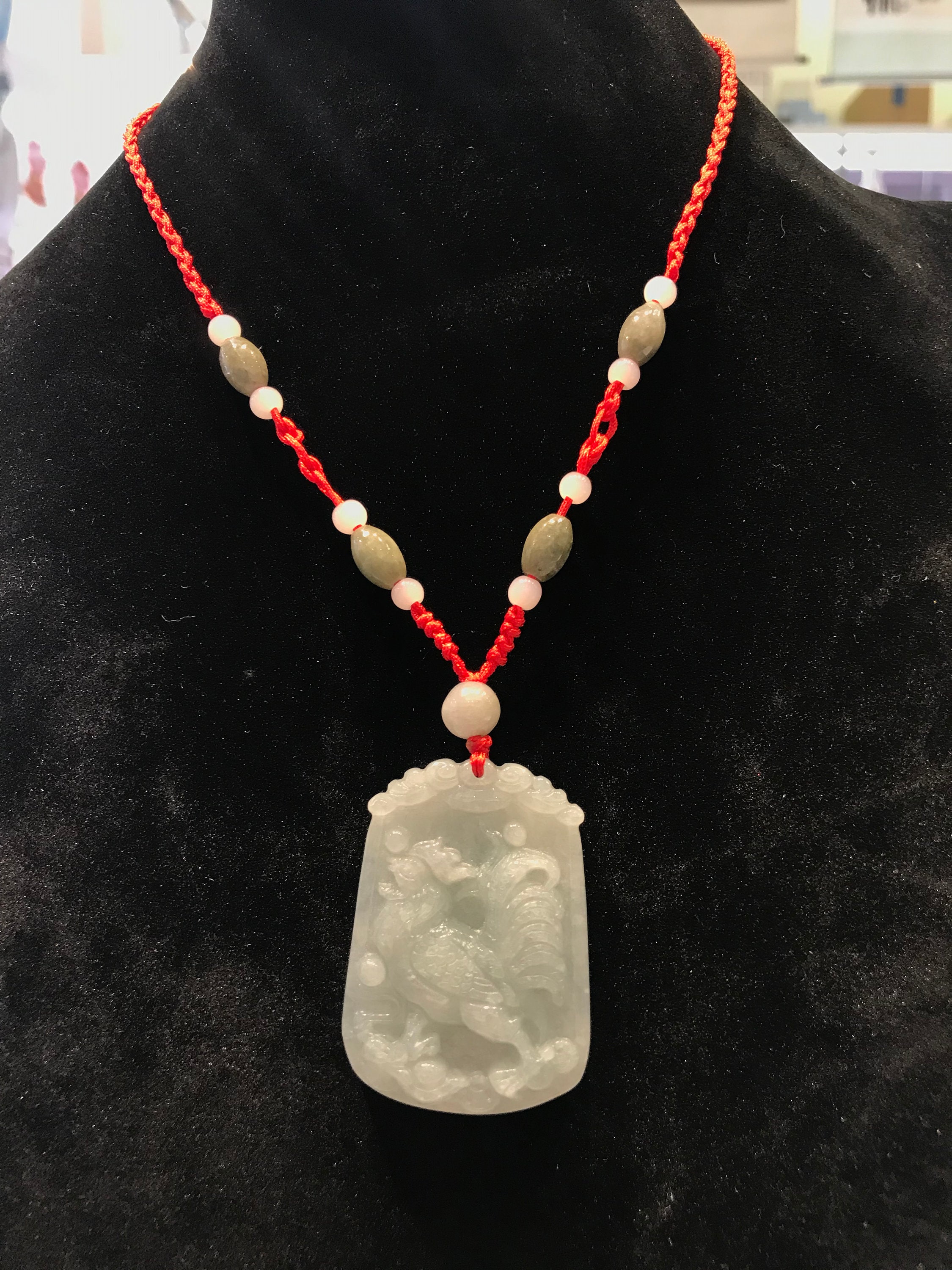 Necklace Rope Red Beads Jade Buddha Pendant Rope Agate - Temu