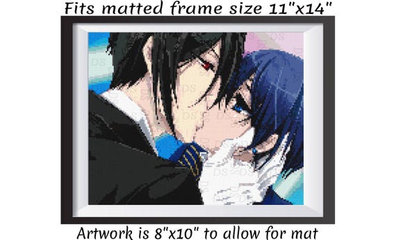 Anime Black Butler Sebastian And Ciel Cross Stitch Chart Manga Cross Stitch Pattern Pdf Download Diy Pixel Art 8 X10
