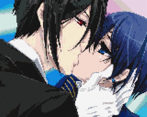 Anime Black Butler Sebastian And Ciel Cross Stitch Chart Manga Cross Stitch Pattern Pdf Download Diy Pixel Art 8 X10