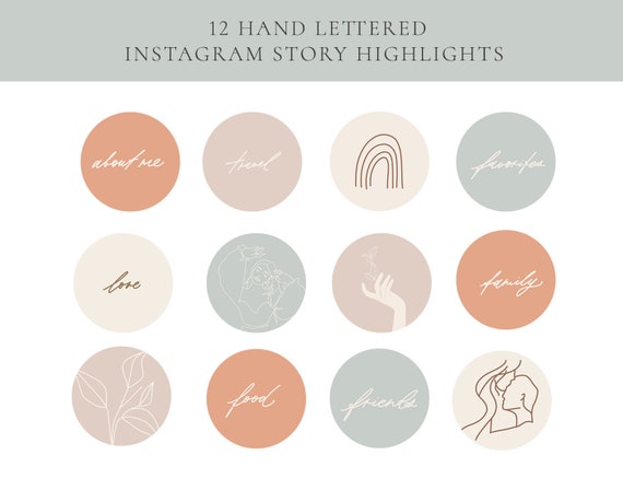 12 Hand Lettered Instagram Highlight Cover Grey Storie Cover - Etsy