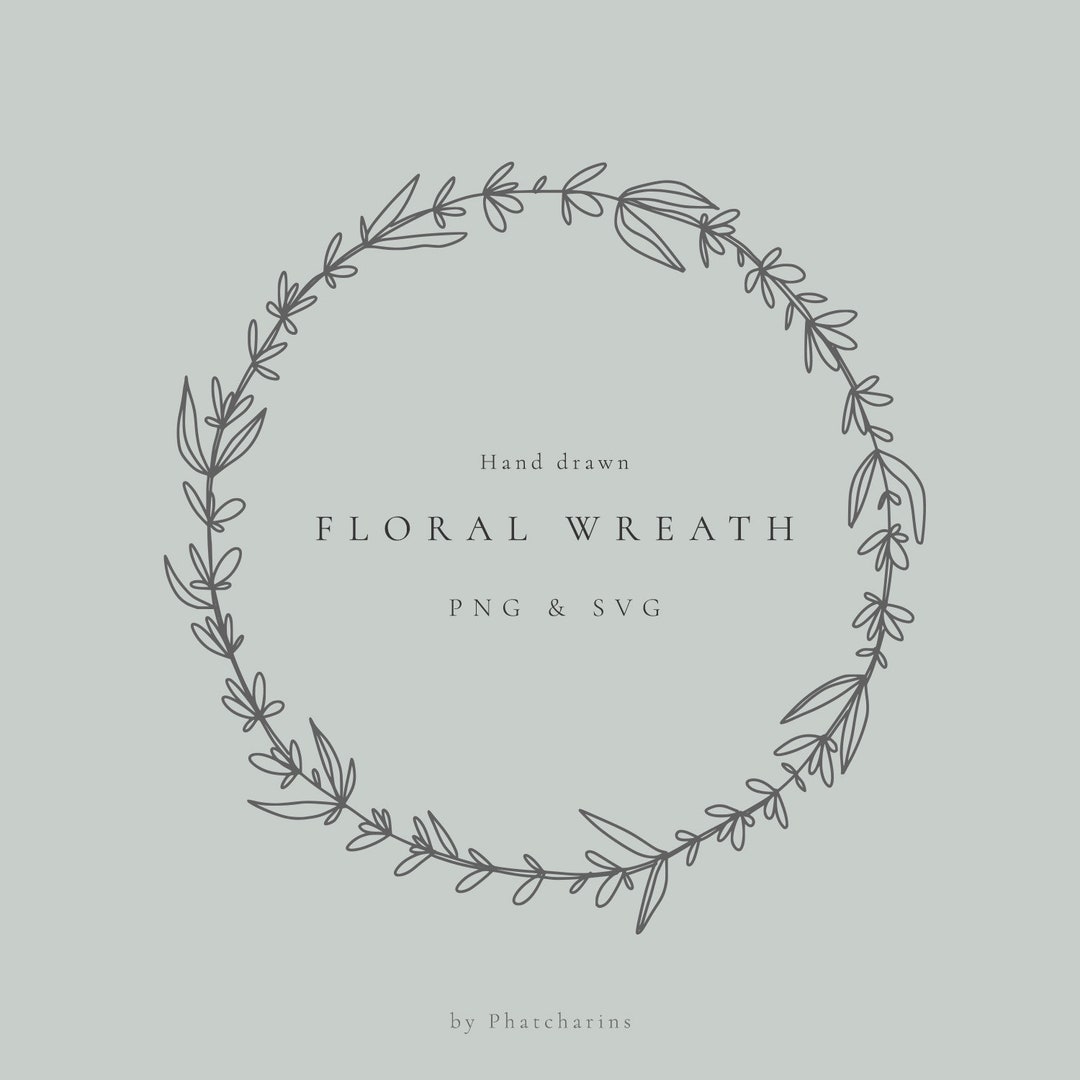 Hand Drawn Floral Wreath SVG & PNG Springtime Botanical - Etsy
