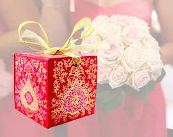 50x Unique Wedding Favour (7,5cm) with Ribbon,Indian Wedding Favour,Wedding Favour Box,Diwali Gift,Indian Favour,Mehndi Favour,Gift Box