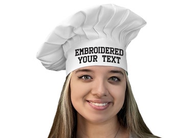 Personalized Chef Hat Custom Embroidered Lettering Child & Adult Size Adjustable back - Personalized Gift