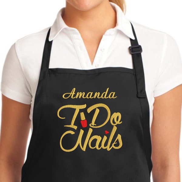 Custom Apron Nails Tech Stylist Apron Embroidered - Personalized Nails Tech Aprons – I Do Nails – Nails stylist gifts