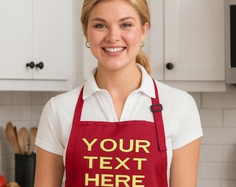 Customizable Embroidered Apron – Personalized Text, Chef, Craft, Cook, Bake