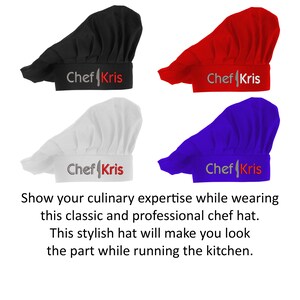 Embroidered Chef Hat with Custom Name a Great Gift Adult Premium Quality image 3